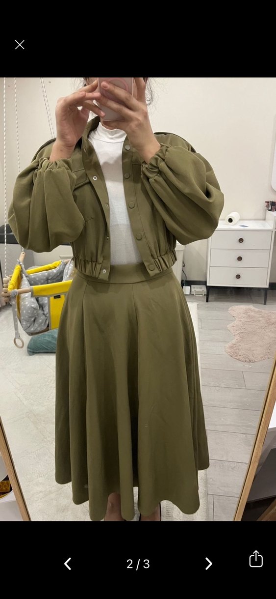 Kadın Haki Uzun Bol Kesim takım - Görsel 2