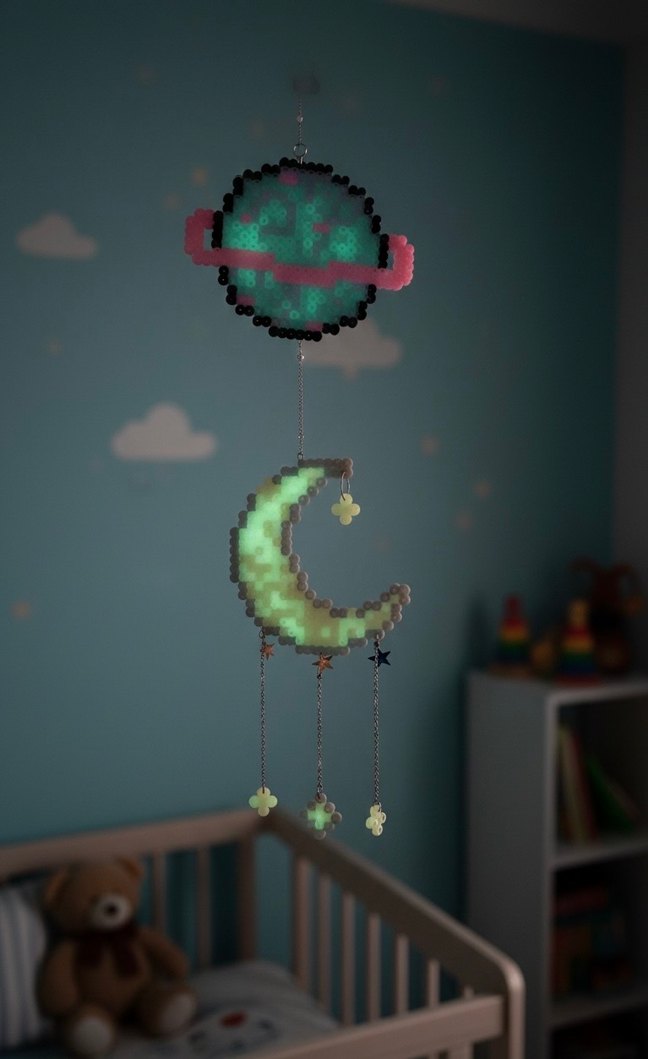 Hama Boncuk Bebek Duvar Süsü - Karanlıkta Parlar - Görsel 2