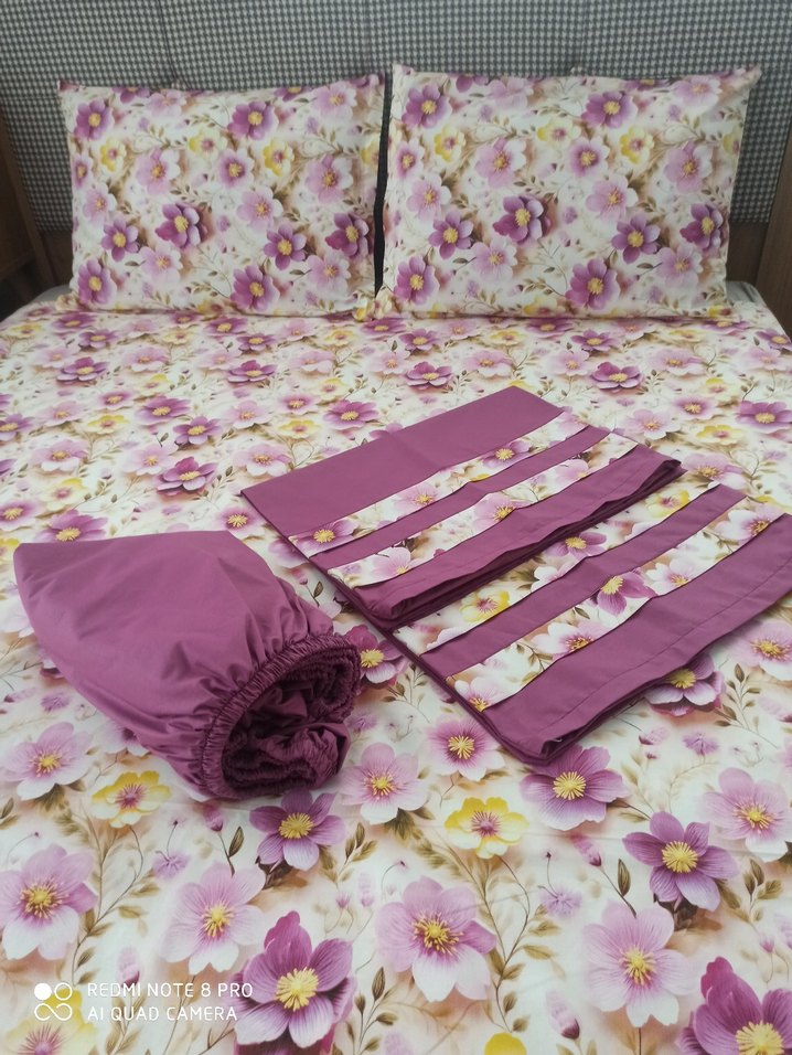 Pastel Mor Çiçek Desenli Nevresim Takımı - Görsel 2