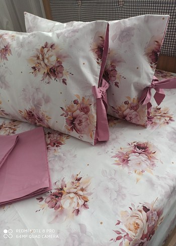%100 pamuklu kumaş çift kişilik Çiçek Desenli Nevresim Takımı - Görsel 2