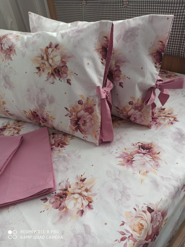 %100 pamuklu kumaş çift kişilik Çiçek Desenli Nevresim Takımı - Görsel 2