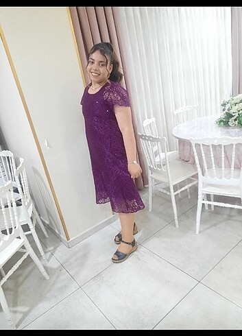 Mor kısa abiye - Görsel 5