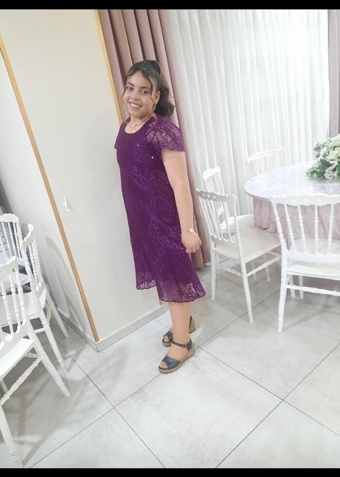 Mor kısa abiye - Görsel 5