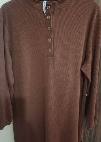 Düğmeli Uzun Kollu Kadın Triko Elbise - Görsel 2