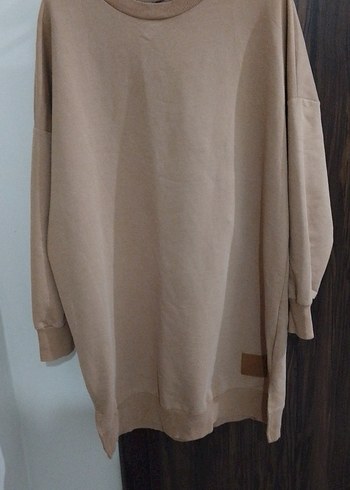 Bej Kadın Süet Sweatshirt - Görsel 2