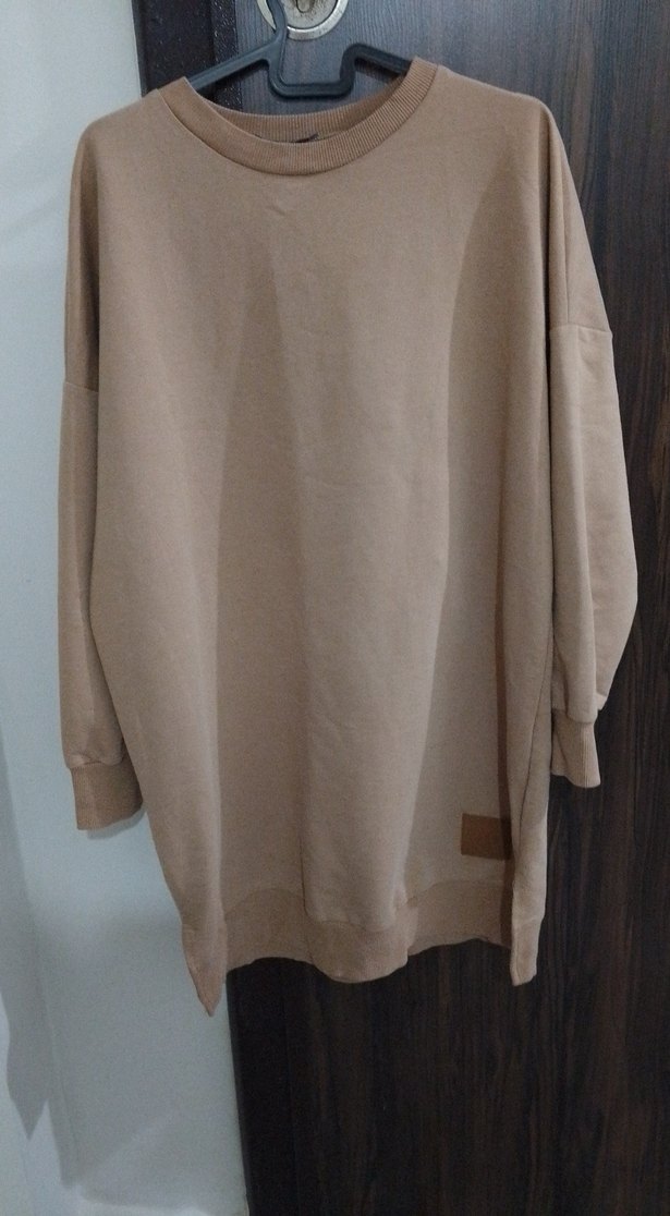 Bej Kadın Süet Sweatshirt - Görsel 2