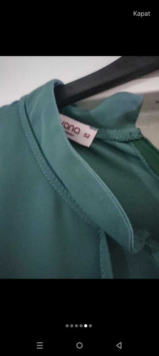 Uzun Turkuaz Salaş Nakışlı Tunik - Görsel 5