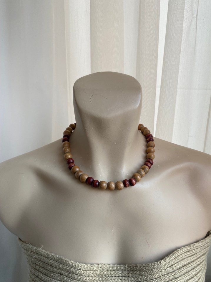 Bohem Tarz Bej Boncuklu Midi Kolye - Görsel 2