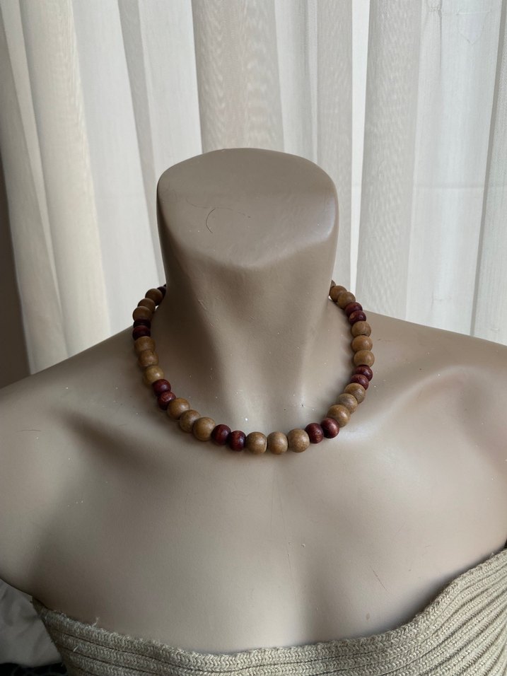 Bohem Tarz Bej Boncuklu Midi Kolye - Görsel 4