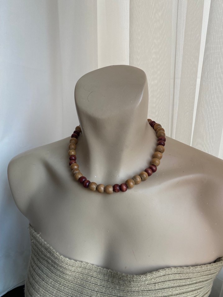 Bohem Tarz Bej Boncuklu Midi Kolye - Görsel 3