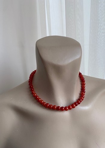 Kırmızı Mini Boncuklu Kadın Kolye - Görsel 3