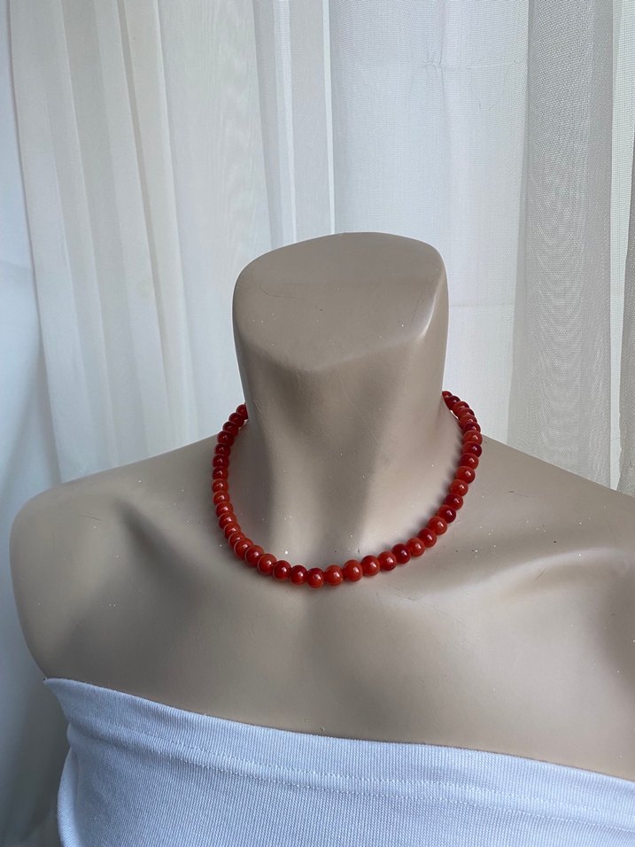 Kırmızı Mini Boncuklu Kadın Kolye - Görsel 2