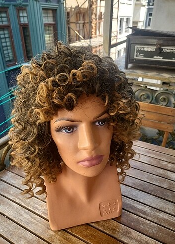 Afro kivircik insan saçi dokusunda peruk - Görsel 6