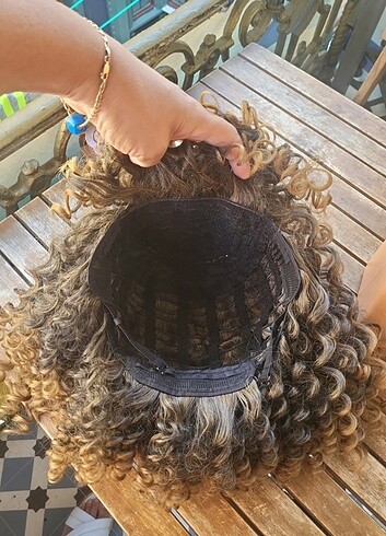 Afro kivircik insan saçi dokusunda peruk - Görsel 7