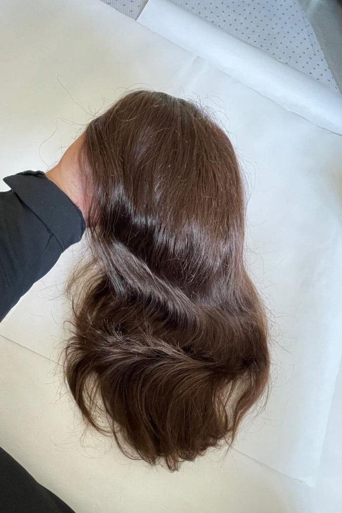 full cap Bayan uzun protez 100% gerçek saç perugu - Görsel 5