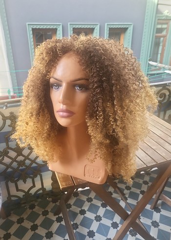 Koyu Bej Bukleli Bohem Afro kivircik Peruk sentetik - Görsel 5