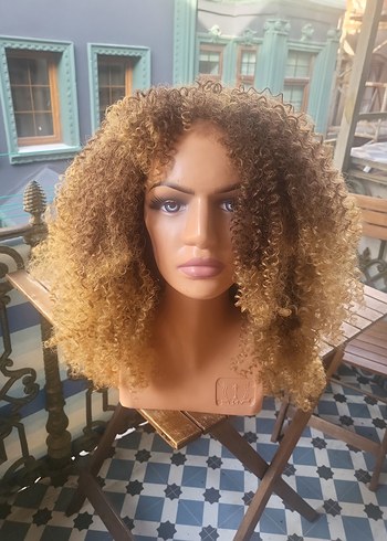 Koyu Bej Bukleli Bohem Afro kivircik Peruk sentetik - Görsel 4