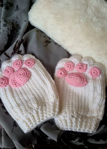 Beyaz Kedi Patili Örgü Eldiven Lolita Pinterest Y2K
