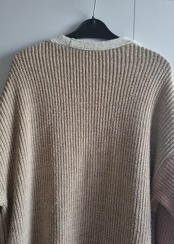 Bej Gri Renkli Örgü Midi Hırka - Görsel 5