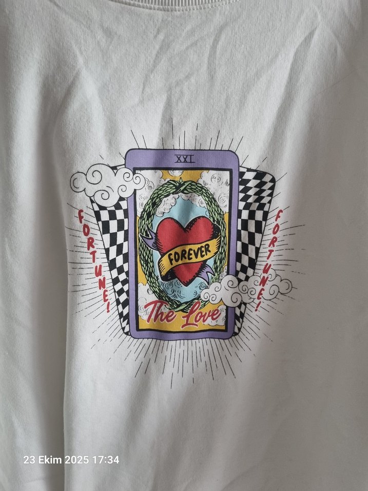 Beyaz Baskılı Kadın Sweatshirt - Görsel 2