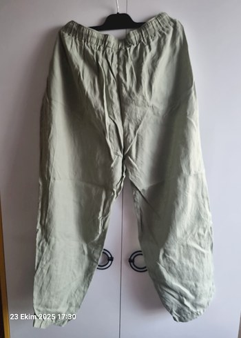 old money yeşil ve siyah keten pantolon - Görsel 3