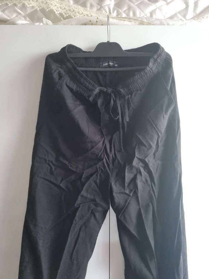 old money yeşil ve siyah keten pantolon - Görsel 4