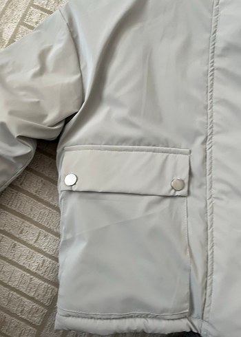 Gri Kürklü Kapüşonlu  Mont - Görsel 5