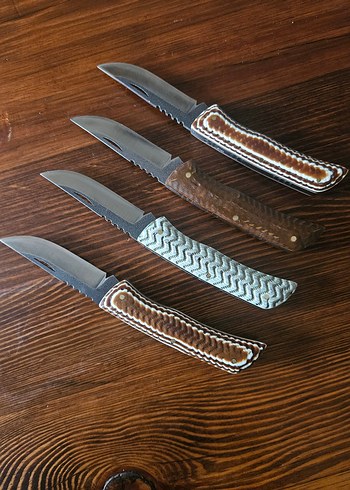 Kahverengi Saplı Katlanır Bıçak Seti - Görsel 2