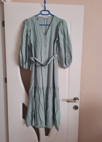 Düğmeli Uzun Elbise - Görsel 6