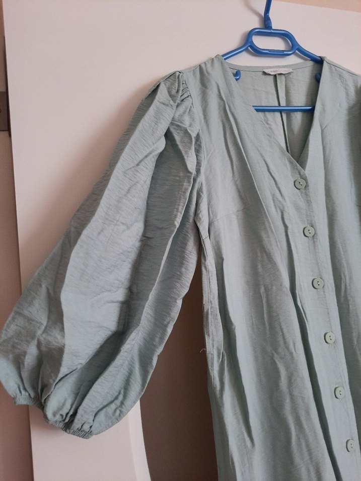 Düğmeli Uzun Elbise - Görsel 4