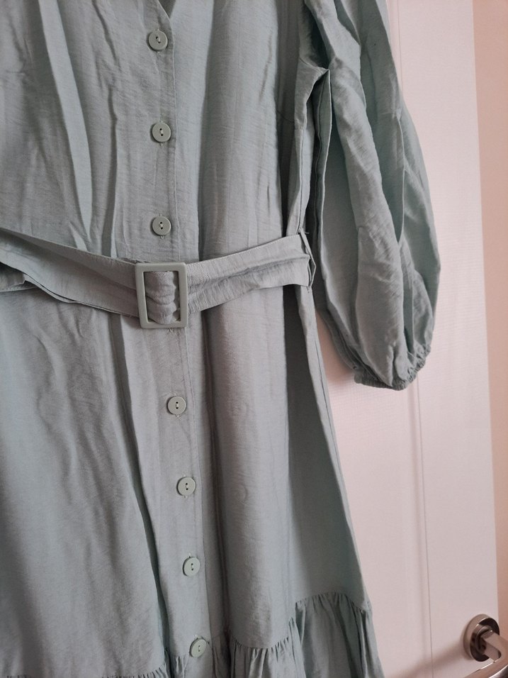 Düğmeli Uzun Elbise - Görsel 5