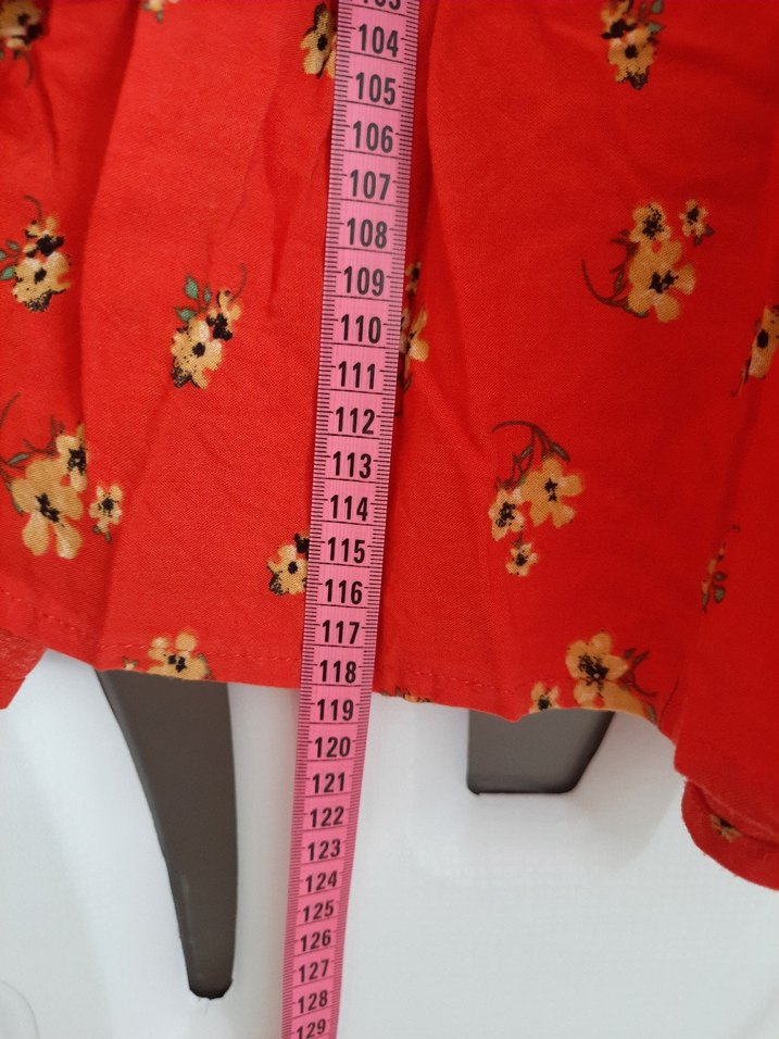 Kırmızı Volanlı Uzun Elbise - Görsel 5