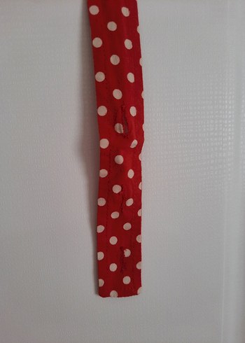 Kırmızı Puantiyeli V Yaka Midi Elbise - Görsel 7