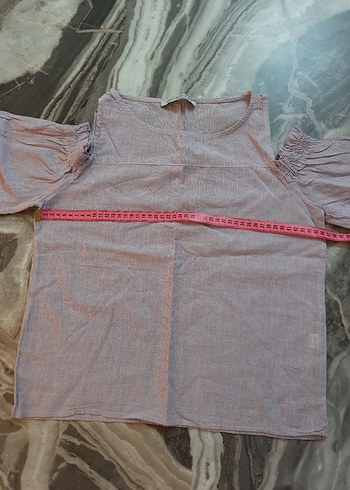 Kısa Kollu Keten Bluz - Görsel 2