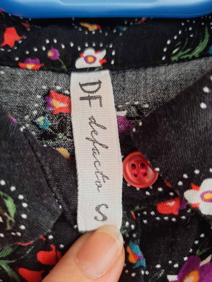 Çiçek Desenli Siyah Retro Gömlek - Görsel 5