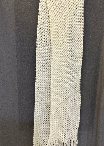 Pembe ve Beyaz Örgü Kadın Şal - Görsel 2