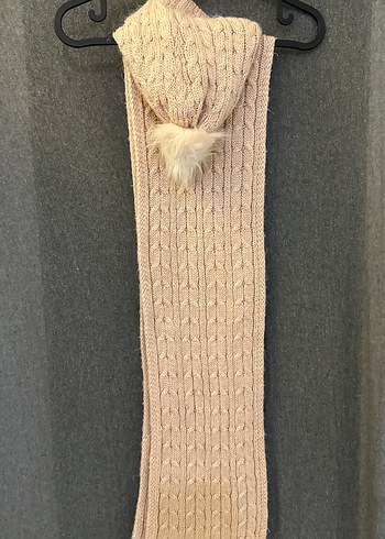 Bej Örgü Çocuk Bere ve Atkı Takımı - Görsel 2