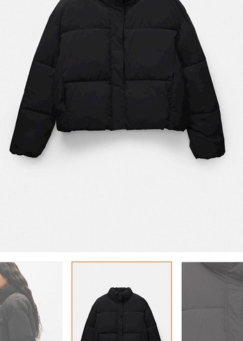 Düğmeli Siyah Kadın Kışlık Mont - Görsel 3