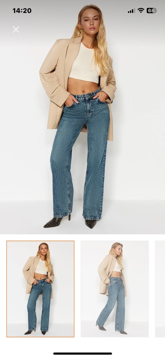 Kadın Camel Renk Midi Boy Bol Kesim Kot Pantolon TRENDYOL MİLLA - Görsel 2