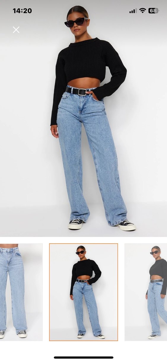 Mavi Midi Boy Bol Kesim Kadın Kot Pantolon - Görsel 2