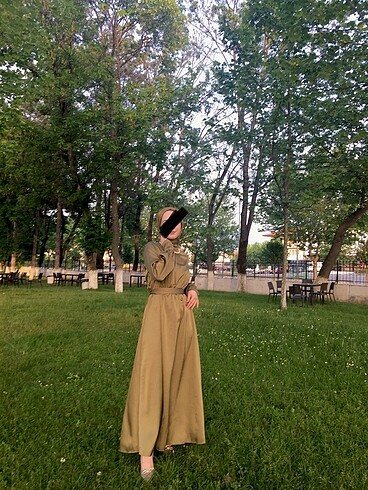 36 Beden yeşil Renk Trendyol modest saten elbise