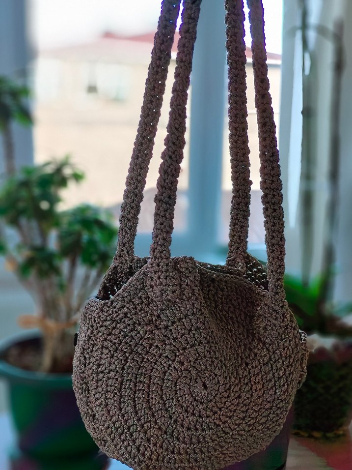 Kahve Örgü Bohem Kadın Çanta - Görsel 3