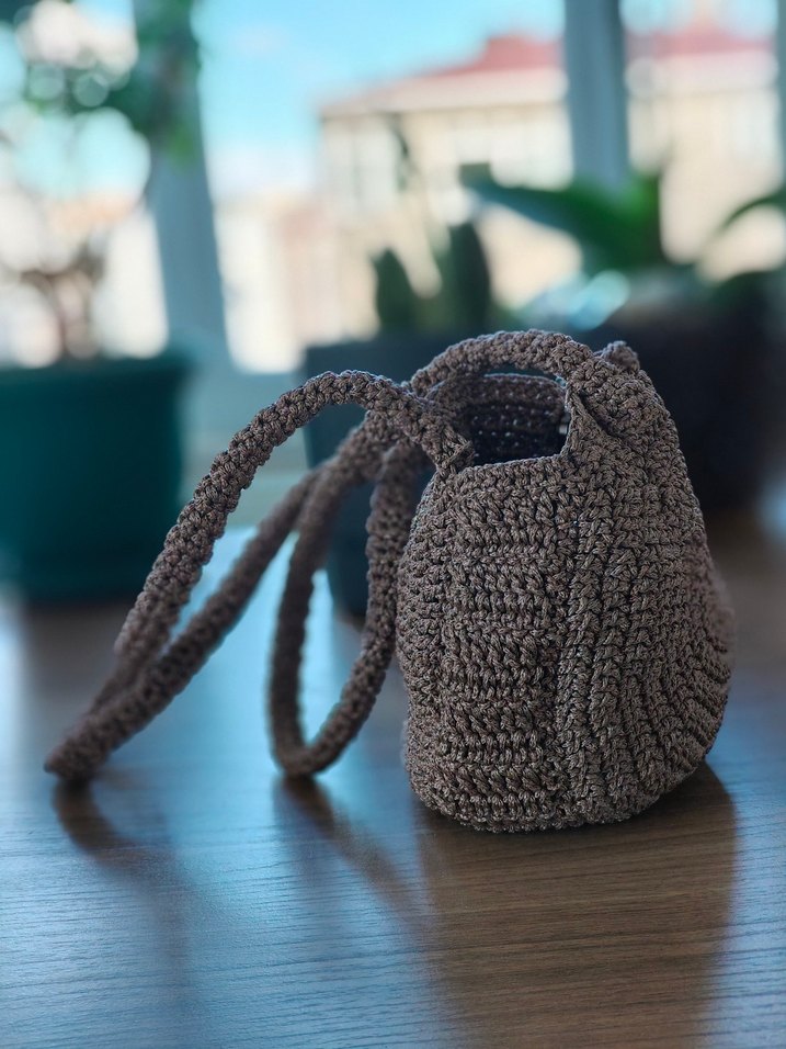 Kahve Örgü Bohem Kadın Çanta - Görsel 2