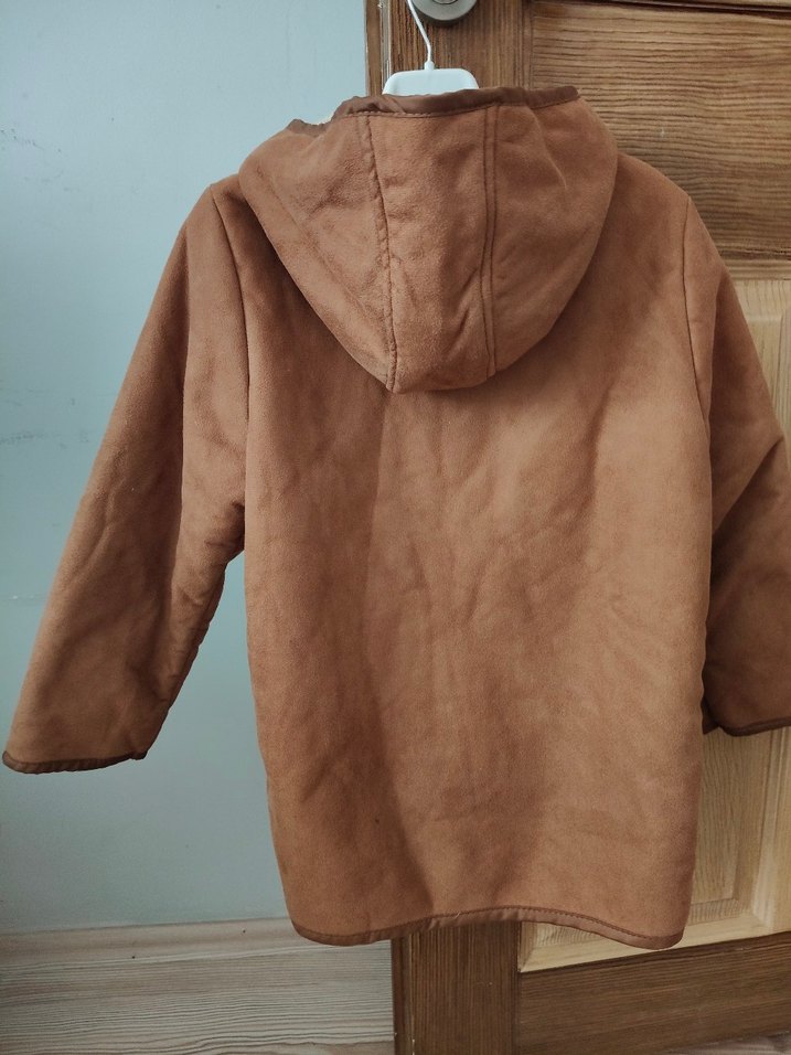 Düğmeli Kahverengi Süet Erkek Çocuk Kabanı - Görsel 2