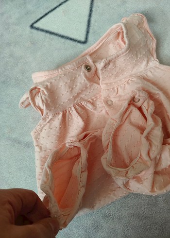 Düğmeli Pembe Kız Bebek Tulum - Görsel 3