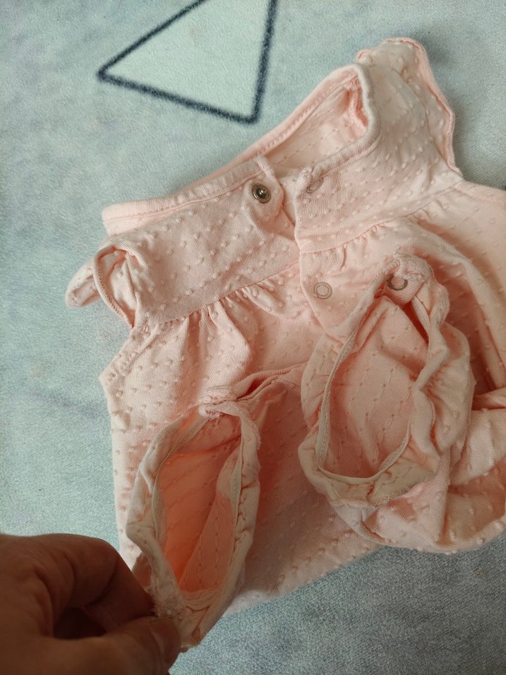 Düğmeli Pembe Kız Bebek Tulum - Görsel 3