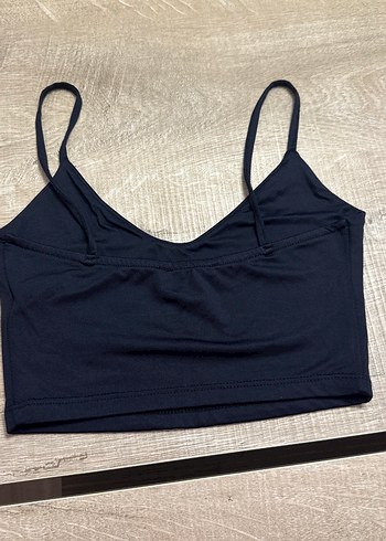 Bershka Siyah İnce Askılı crop