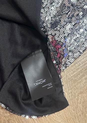 Gri İşlemeli Payetli Mini Etek crop takım - Görsel 3