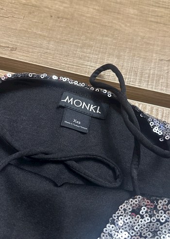 Gri İşlemeli Payetli Mini Etek crop takım - Görsel 4