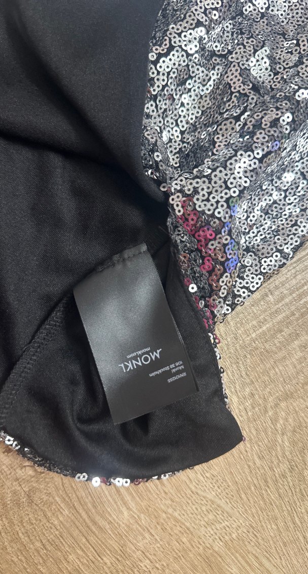 Gri İşlemeli Payetli Mini Etek crop takım - Görsel 3